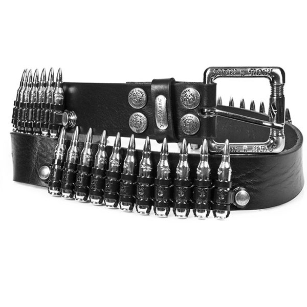 NEW ROCK Ceinture ‘Bullets’ En Cuir Noir mode 1