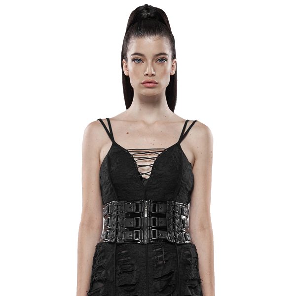 grossiste PUNK RAVE Ceinture Corset Pour Femmes ‘Techno Geisha’ Noire 3
