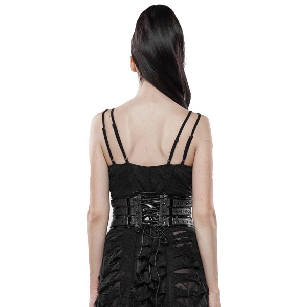 grossiste PUNK RAVE Ceinture Corset Pour Femmes ‘Techno Geisha’ Noire 4