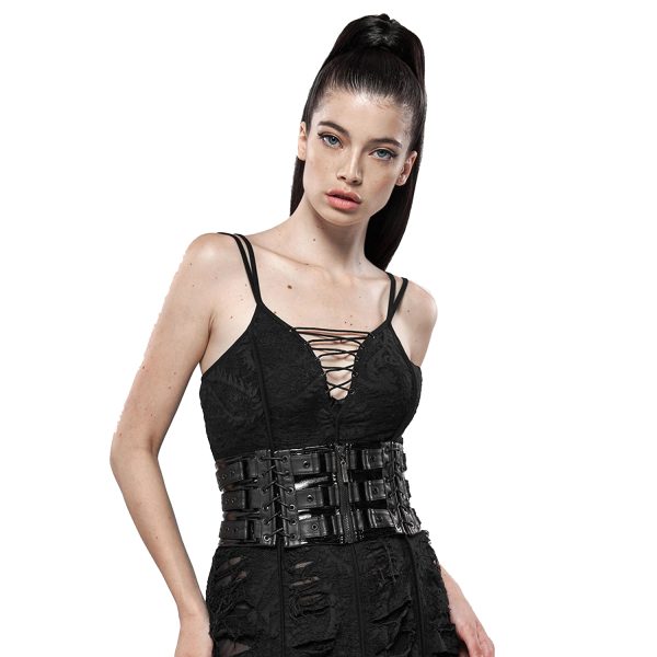 grossiste PUNK RAVE Ceinture Corset Pour Femmes ‘Techno Geisha’ Noire 5