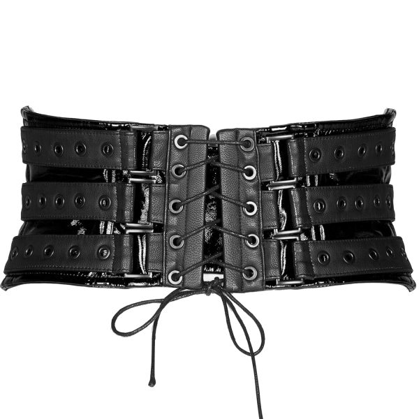 grossiste PUNK RAVE Ceinture Corset Pour Femmes ‘Techno Geisha’ Noire 9