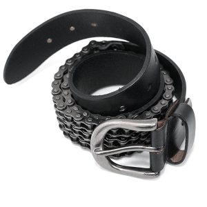 magasin pas cher DEVIL FASHION Ceinture ‘Motorcycle Chain’ En Cuir Noir 19