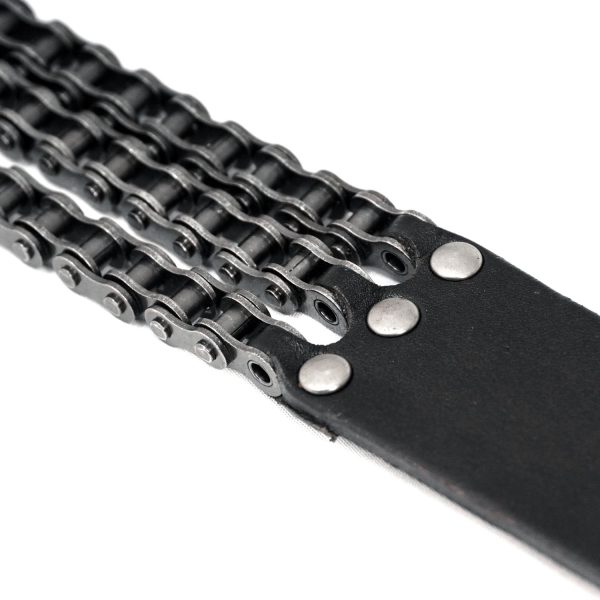 magasin pas cher DEVIL FASHION Ceinture ‘Motorcycle Chain’ En Cuir Noir 13