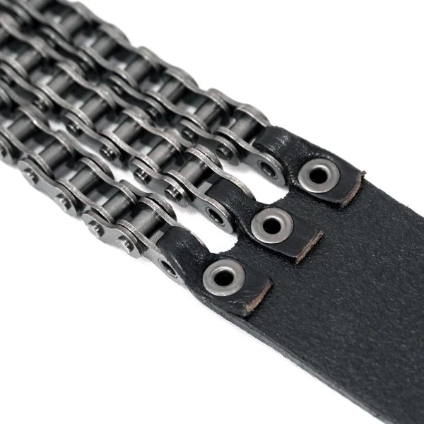 magasin pas cher DEVIL FASHION Ceinture ‘Motorcycle Chain’ En Cuir Noir 14