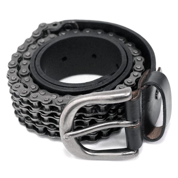 magasin pas cher DEVIL FASHION Ceinture ‘Motorcycle Chain’ En Cuir Noir 1