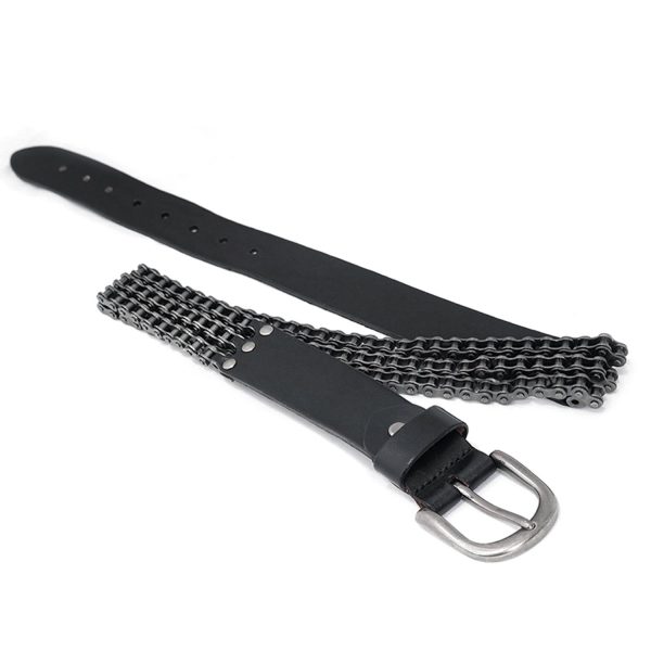 magasin pas cher DEVIL FASHION Ceinture ‘Motorcycle Chain’ En Cuir Noir 10