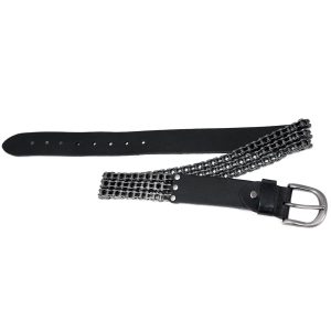 magasin pas cher DEVIL FASHION Ceinture ‘Motorcycle Chain’ En Cuir Noir 35
