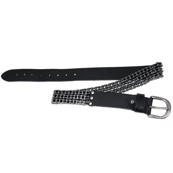 magasin pas cher DEVIL FASHION Ceinture ‘Motorcycle Chain’ En Cuir Noir 11