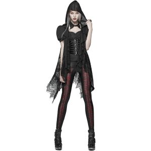 exclusivement disponibles PUNK RAVE Châle à Capuche Gothique ‘Amuria’ En Dentelle Noire 18