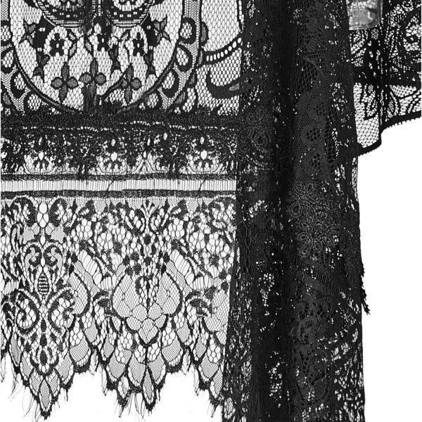 exclusivement disponibles PUNK RAVE Châle à Capuche Gothique ‘Amuria’ En Dentelle Noire 13