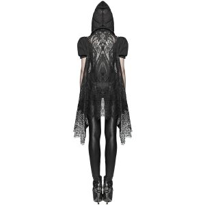 exclusivement disponibles PUNK RAVE Châle à Capuche Gothique ‘Amuria’ En Dentelle Noire 20