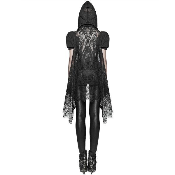 exclusivement disponibles PUNK RAVE Châle à Capuche Gothique ‘Amuria’ En Dentelle Noire 4