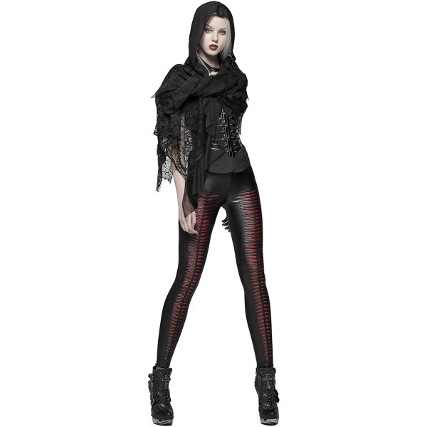 exclusivement disponibles PUNK RAVE Châle à Capuche Gothique ‘Amuria’ En Dentelle Noire 5