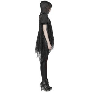 exclusivement disponibles PUNK RAVE Châle à Capuche Gothique ‘Amuria’ En Dentelle Noire 24