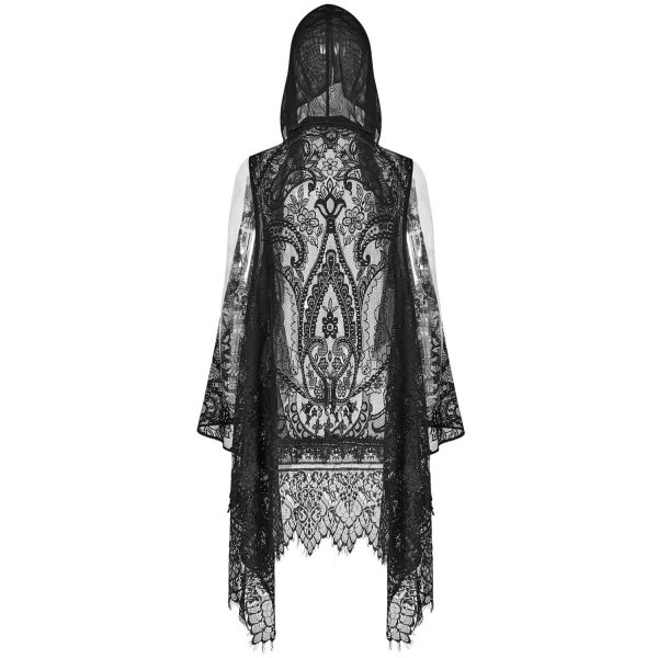 exclusivement disponibles PUNK RAVE Châle à Capuche Gothique ‘Amuria’ En Dentelle Noire 7
