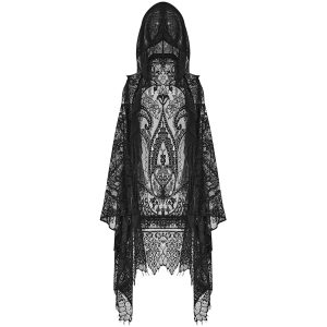 exclusivement disponibles PUNK RAVE Châle à Capuche Gothique ‘Amuria’ En Dentelle Noire 28