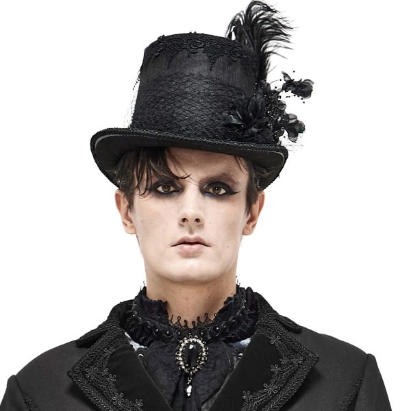 Officielle DEVIL FASHION Chapeau Haut De Forme Victorien ‘Mc Dermot’ Noir 3