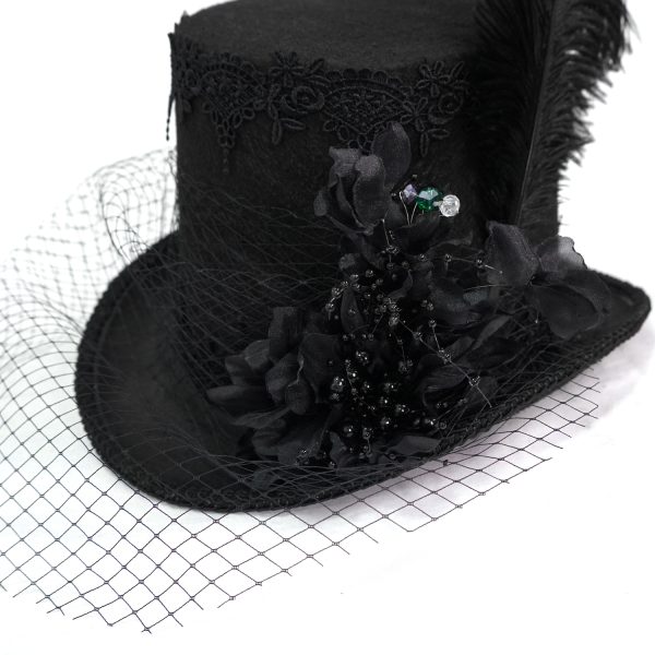 Officielle DEVIL FASHION Chapeau Haut De Forme Victorien ‘Mc Dermot’ Noir 12