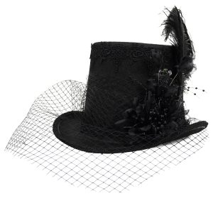Officielle DEVIL FASHION Chapeau Haut De Forme Victorien ‘Mc Dermot’ Noir 25