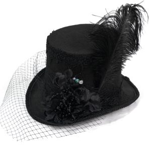 Officielle DEVIL FASHION Chapeau Haut De Forme Victorien ‘Mc Dermot’ Noir 31