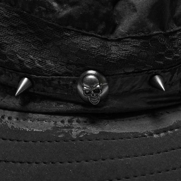 Pas Cher soldes France PUNK RAVE Chapeau Post Apocalyptic ‘Distressed’ Noir 7