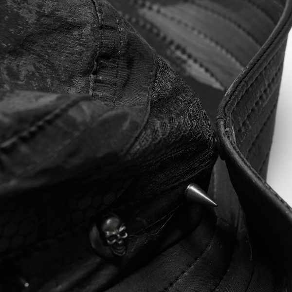 Pas Cher soldes France PUNK RAVE Chapeau Post Apocalyptic ‘Distressed’ Noir 8