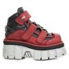REMISE Chaussures New Rock Metallic En Cuir Noires Et Rouges 62
