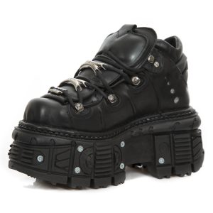 Chaussures Plateformes New Rock Tank En Cuir Itali… en vente 16