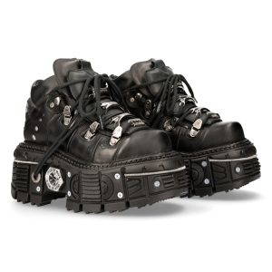 Chaussures Plateformes New Rock Tank En Cuir Itali… pas cher 24