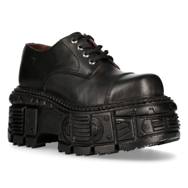 REMISE Chaussures Plateformes New Rock Tank En Cuir Noir 3