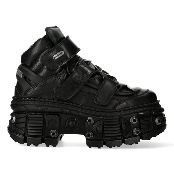 SOLDES TOUT À Chaussures Plateformes New Rock Tank En Cuir Noir 1