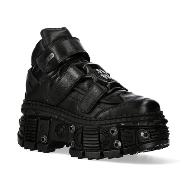SOLDES TOUT À Chaussures Plateformes New Rock Tank En Cuir Noir 3