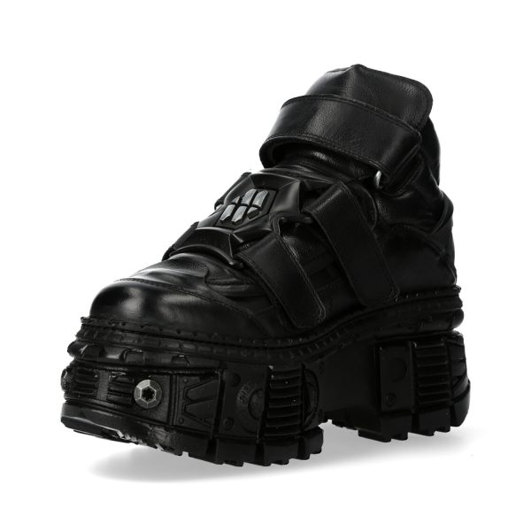 SOLDES TOUT À Chaussures Plateformes New Rock Tank En Cuir Noir 5