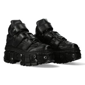 SOLDES TOUT À Chaussures Plateformes New Rock Tank En Cuir Noir 24
