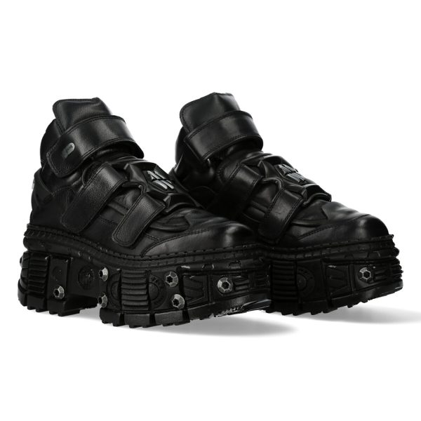 SOLDES TOUT À Chaussures Plateformes New Rock Tank En Cuir Noir 9