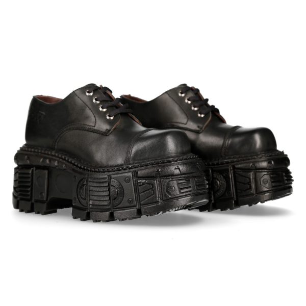 REMISE Chaussures Plateformes New Rock Tank En Cuir Noir 9