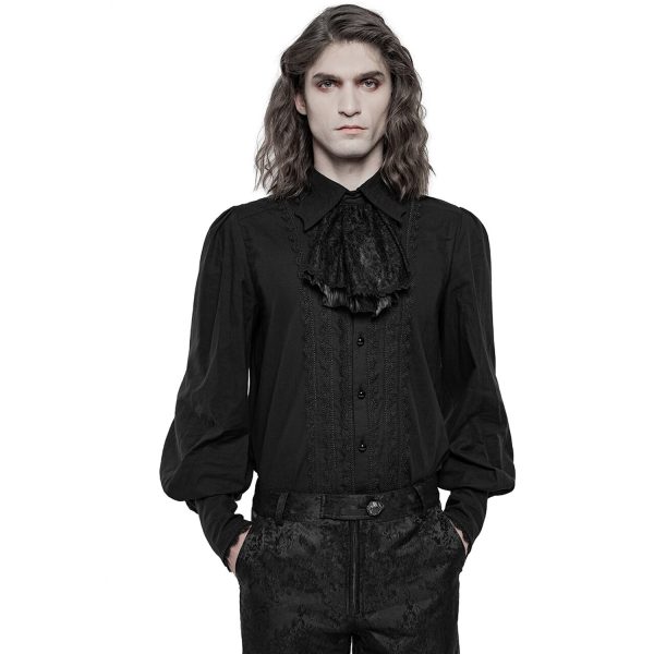 guranteed de qualité PUNK RAVE Chemise à Jabot ‘Lovecraft’ Noire Avec Manches… 3