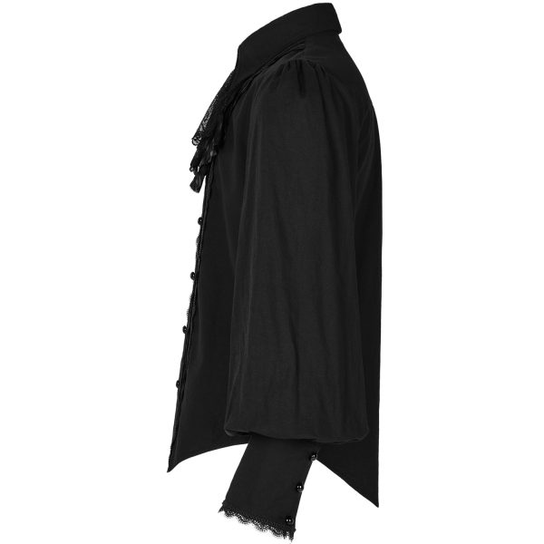 guranteed de qualité PUNK RAVE Chemise à Jabot ‘Lovecraft’ Noire Avec Manches… 12