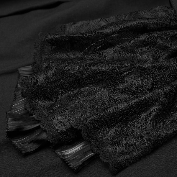 guranteed de qualité PUNK RAVE Chemise à Jabot ‘Lovecraft’ Noire Avec Manches… 14