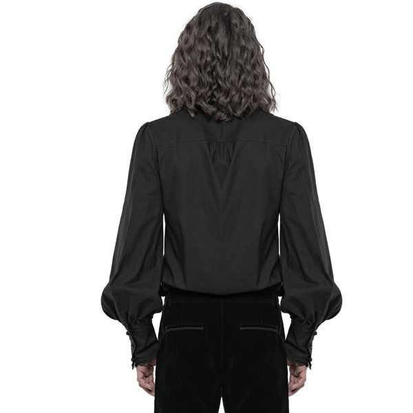 guranteed de qualité PUNK RAVE Chemise à Jabot ‘Lovecraft’ Noire Avec Manches… 4