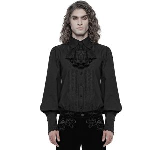 guranteed de qualité PUNK RAVE Chemise à Jabot ‘Lovecraft’ Noire Avec Manches… 25