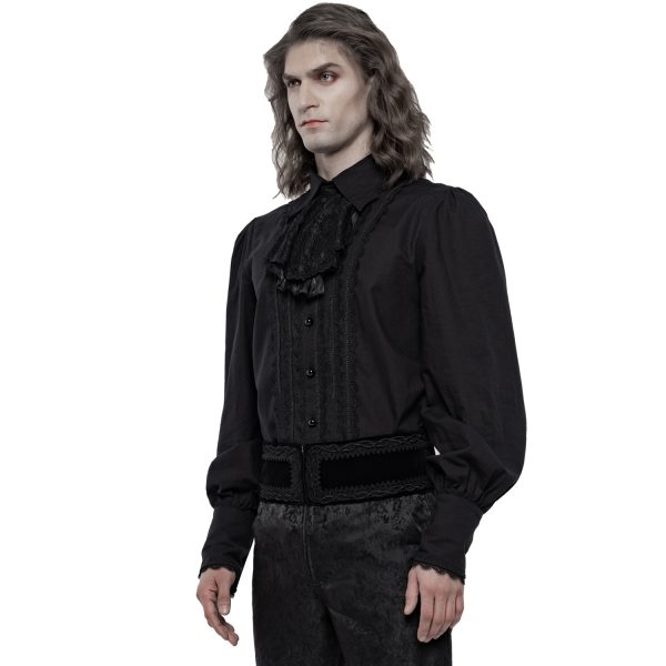guranteed de qualité PUNK RAVE Chemise à Jabot ‘Lovecraft’ Noire Avec Manches… 9