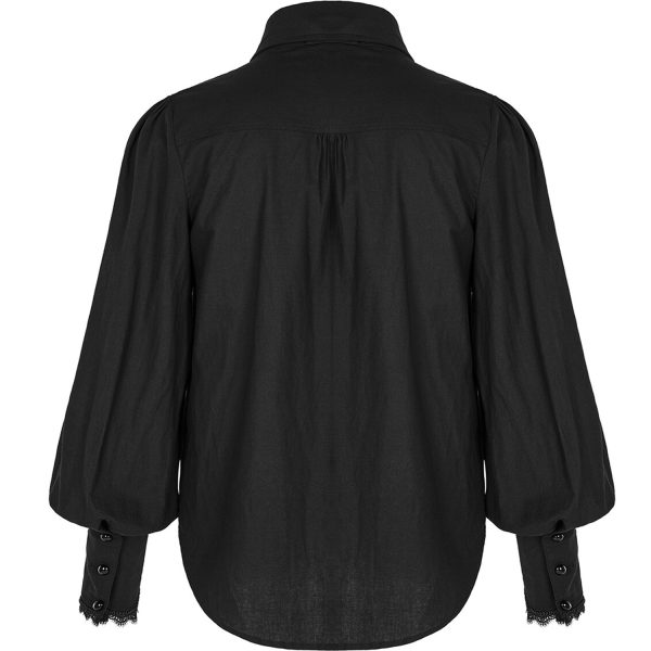 guranteed de qualité PUNK RAVE Chemise à Jabot ‘Lovecraft’ Noire Avec Manches… 11