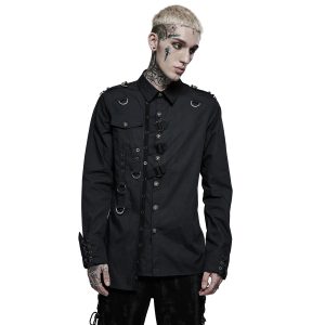 PUNK RAVE Chemise Asymétrique ‘Dobraa’ Noire Livraison internationale 16