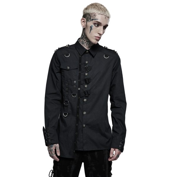 PUNK RAVE Chemise Asymétrique ‘Dobraa’ Noire Livraison internationale 3