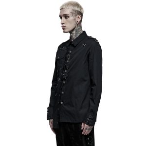 PUNK RAVE Chemise Asymétrique ‘Dobraa’ Noire Livraison internationale 20
