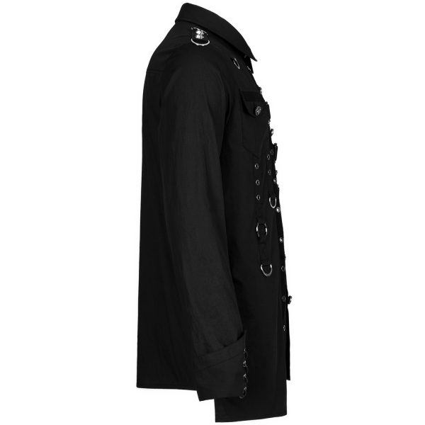 PUNK RAVE Chemise Asymétrique ‘Dobraa’ Noire Livraison internationale 9