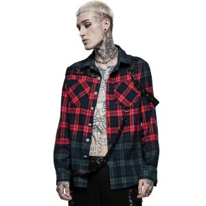 site pas cher PUNK RAVE Chemise ‘Color Plaid’ En Tartan Rouge Et Vert 22