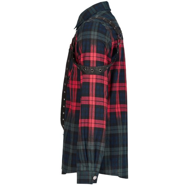 site pas cher PUNK RAVE Chemise ‘Color Plaid’ En Tartan Rouge Et Vert 12