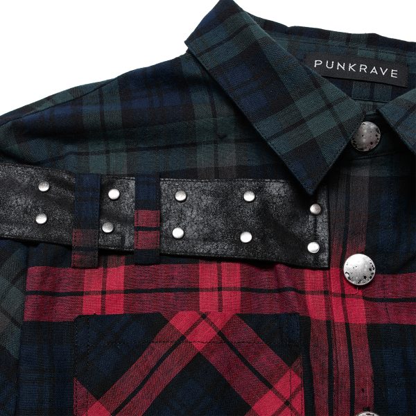 site pas cher PUNK RAVE Chemise ‘Color Plaid’ En Tartan Rouge Et Vert 13